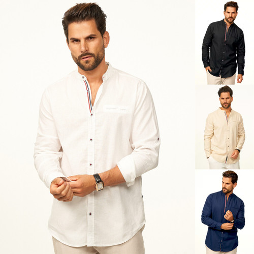 Herren langarmhemd leinen - herren,
