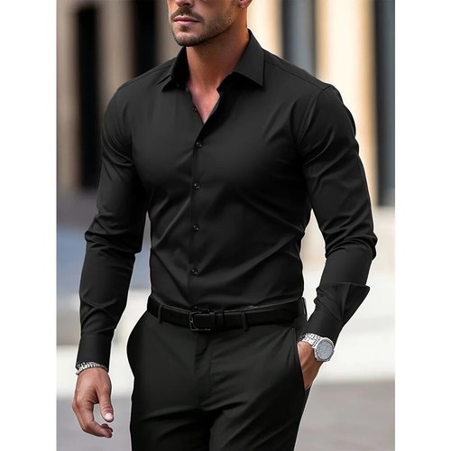 Herren hemd uni elastisch - herren,