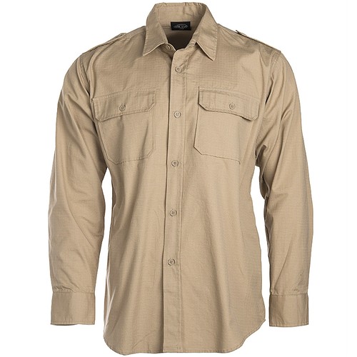 Tropenhemd langarm khaki beige - langarm,