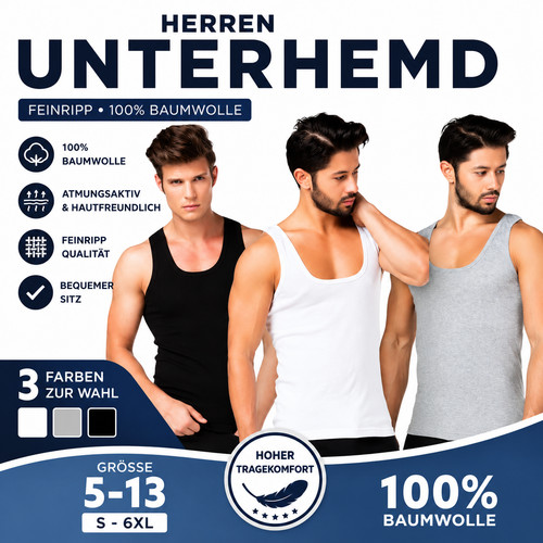 Herren unterhemd feinripp 100 - feinripp, 100%